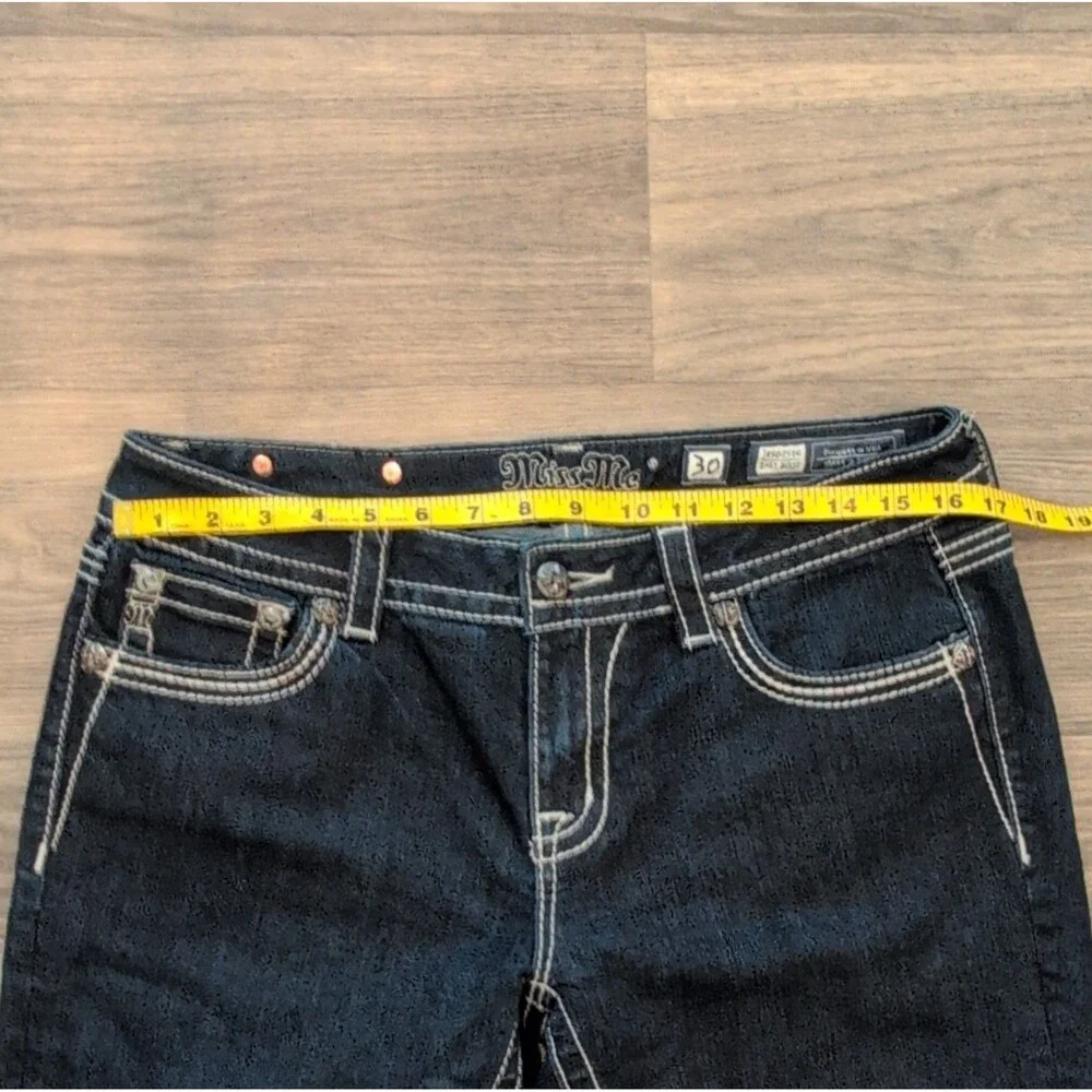 Miss Me Dark Blue Embellished Studded Bootcut Women's Jeans - Size 30 Regular - Picture 5 of 11